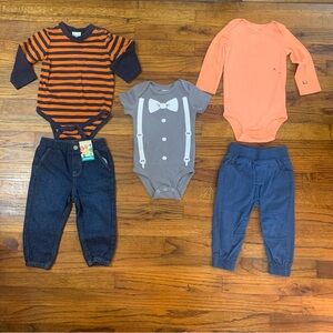 Baby Toddler Boy Clothes Bundle
LS Blue & Orange Stripe Onesie
Jean Pants NWT